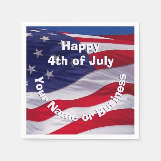 愛国米国国旗のカスタム スタンダードカクテルナプキン (正面)