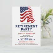愛国米国国旗の写真ポートレート退職パーティー 招待状 (スタンド正面)