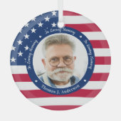 愛国米国国旗カスタムの2写真記念 ガラスオーナメント (正面)