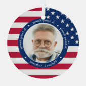 愛国米国国旗カスタムの2写真記念 ガラスオーナメント (裏面)