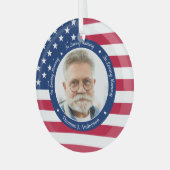 愛国米国国旗カスタムの2写真記念 ガラスオーナメント (正面左)