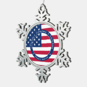 愛国米国国旗カスタムの2写真記念 スノーフレークピューターオーナメント (右)