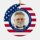 愛国米国国旗カスタムの2写真記念 セラミックオーナメント (正面)