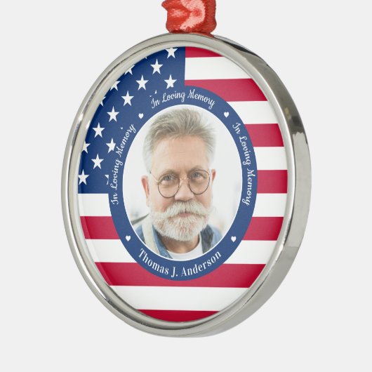愛国米国国旗カスタムの2写真記念 メタルオーナメント (左)