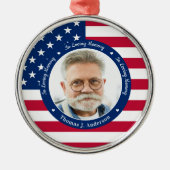 愛国米国国旗カスタムの2写真記念 メタルオーナメント (正面)