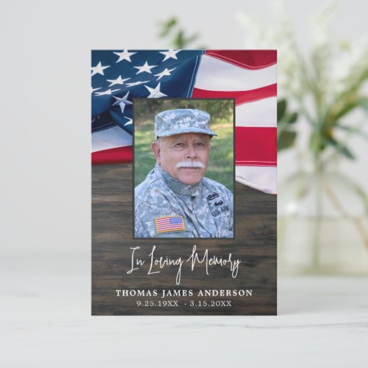 愛国米国国旗退役軍人写真追悼式 サンキューカード (スタンド正面)