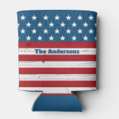 愛国米国7月4日ウッドア素朴メリカ国旗 缶クーラー (裏面)