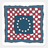 愛国素朴的アメリカーナキルトパターンUSAアート スクエアシール (正面)