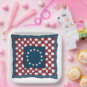 愛国素朴的アメリカーナキルトパターンUSAアート ペーパープレート (パーティー)