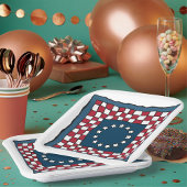 愛国素朴的アメリカーナキルトパターンUSAアート ペーパープレート