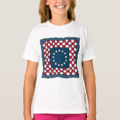 愛国素朴的アメリカーナキルトパターンUSAアート Tシャツ (正面)