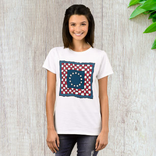 愛国素朴的アメリカーナキルトパターンUSAアート Tシャツ