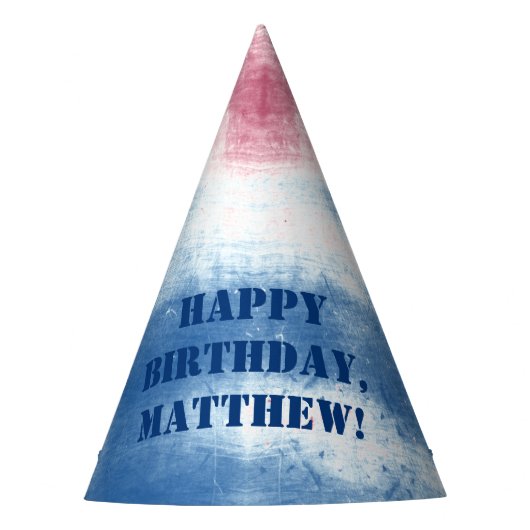 愛国絞り染めレッドブルーパーソナライズされたパーティー パーティーハット (正面)