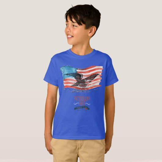 愛国者への思いを込めてブルー Tシャツ (正面フル)