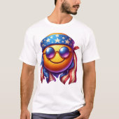 愛国者グルーヴィーレトロ7月スマイルフェイス Tシャツ (正面)