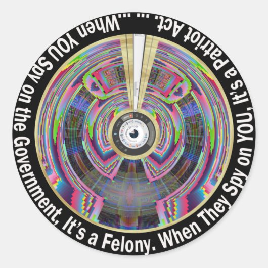 愛国者法ステッカーのスパイ ラウンドシール (正面)