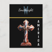 愛国者記章：アメリカ国旗の十字架 ポストカード (正面)