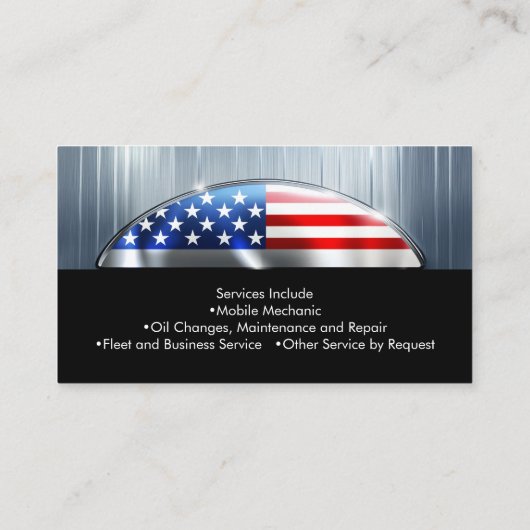 愛国自動車整備士メタルアメリカン旗車 名刺 (裏面)