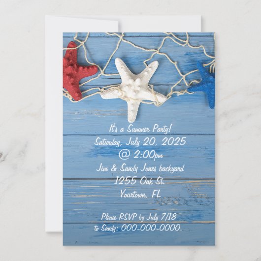 愛国色のヒトデと網 招待状 (正面)