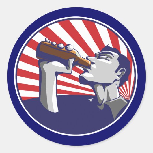 愛国色ビール飲みステッカー ラウンドシール (正面)