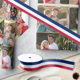 愛国色赤白青ストライプギフトラップ サテンリボン