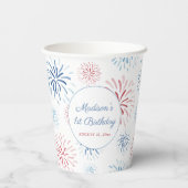 愛国花火の夏の最初の誕生日パーティー 紙コップ (裏面)