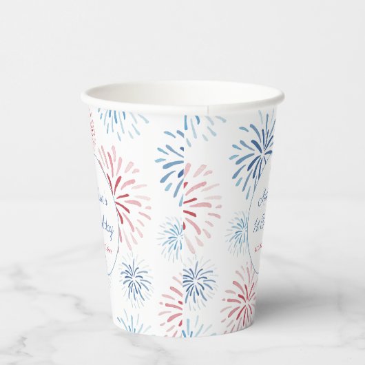 愛国花火の夏の最初の誕生日パーティー 紙コップ (右)