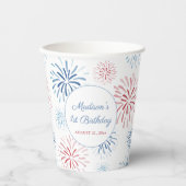 愛国花火の夏の最初の誕生日パーティー 紙コップ (正面)