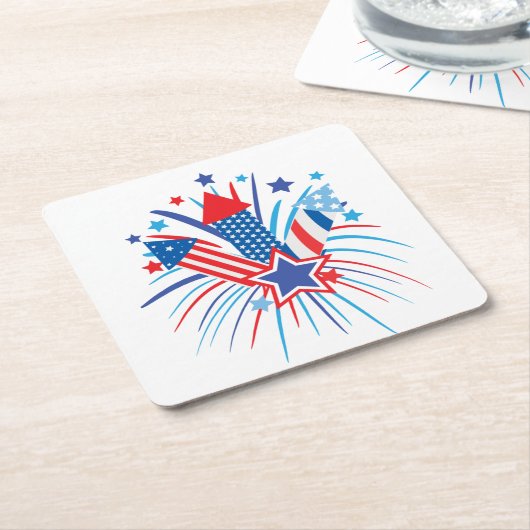 愛国花火紙コースター スクエアペーパーコースター (アングル)