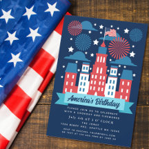 愛国花火7月4日クックアウト招待状