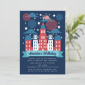 愛国花火7月4日クックアウト招待状 招待状 (スタンド正面)