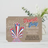 愛国花火7月4日パーティー招待状 招待状 (スタンド正面)