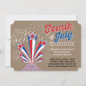愛国花火7月4日パーティー招待状 招待状 (正面)