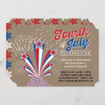 愛国花火7月4日パーティー招待状