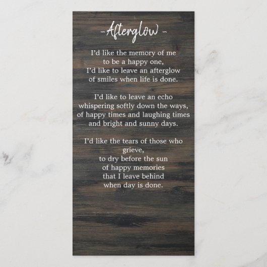 愛国葬儀記念祈りの言葉しおりカード (裏面)