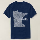 愛国装飾曼荼羅スタイルミネソトの地図 Tシャツ (デザイン正面)