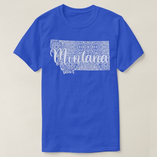 愛国装飾曼荼羅スタイルモンタナの地図 Tシャツ (デザイン正面)