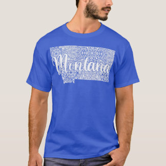 愛国装飾曼荼羅スタイルモンタナの地図 Tシャツ