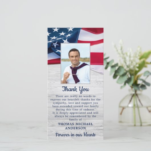 愛国記念写真悔やみや弔慰軍隊葬儀 サンキューカード (スタンド正面)