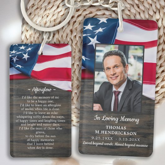 愛国記念写真USA国旗の葬儀祈りの言葉 キーホルダー
