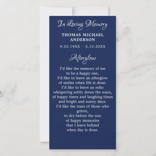 愛国記念祈りの言葉カード葬儀しおり (裏面)