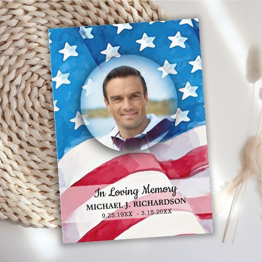 愛国記念米国国旗の写真退役軍人葬儀 サンキューカード