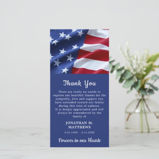 愛国記念米国国旗退役軍人葬儀 サンキューカード (スタンド正面)