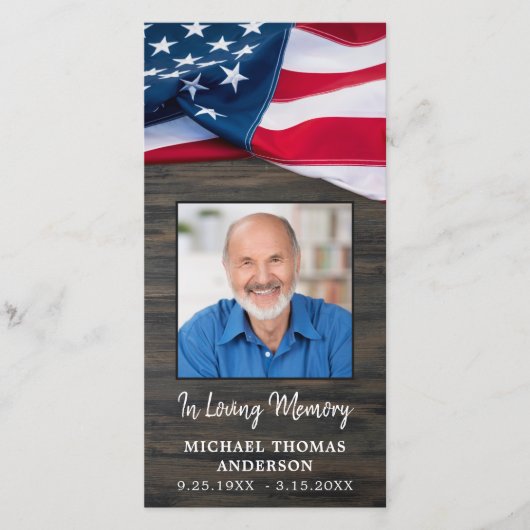 愛国記念米国旗葬儀祈りの言葉ブックマーク (正面)