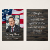 愛国記念退役軍人葬儀祈りの言葉カード (正面&裏面)