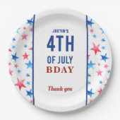 愛国誕生日7月4日赤い青い星 ペーパープレート (正面)
