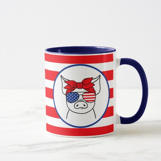 愛国豚のマグカップ マグカップ (右)