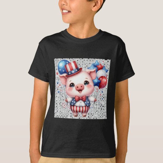 愛国豚ステッカー Tシャツ (正面)