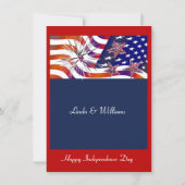 愛国象アメリカ国旗誕生日少年かわいい 招待状 (裏面)