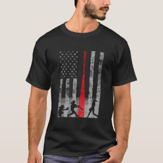 愛国赤バットソフトボールフラグ Tシャツ